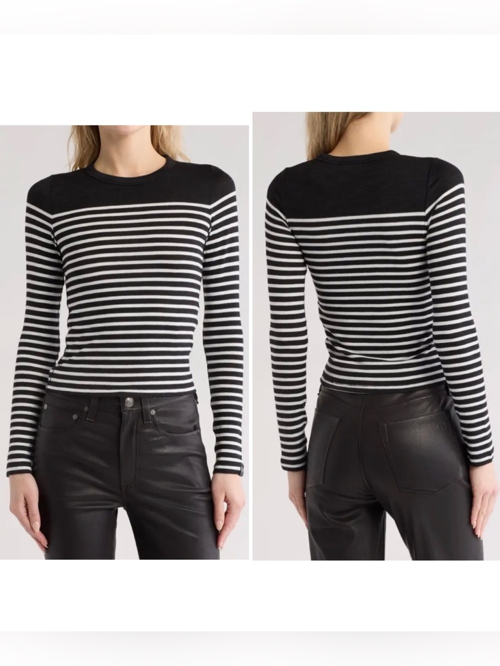 Rag & Bone Knit Breton Stripe Sweater Black White Luxury Nautical Preppy Medium